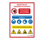 Panneau d'évacuation - Consignes de Sécurité chantier - Intérieur  - PVC 2 mm - A4