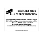 Panneau de protection "Immeuble sous vidéosurveillance" conforme  - 210 x 150 mm - Vinyle