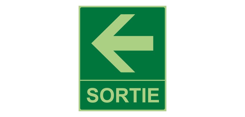 Panneau Sortie Flèche gauche -300 x 250 mm- Photoluminescent
