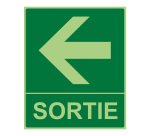 Panneau Sortie Flèche gauche -300 x 250 mm- Photoluminescent