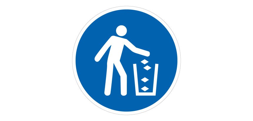 Pictogramme ISO 7010 M030 Utiliser la poubelle  - 400 mm - PVC 2 mm