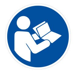 Pictogramme ISO 7010 M002 Lire la notice obligatoire  - 100 mm - Vinyle Souple Autocollant