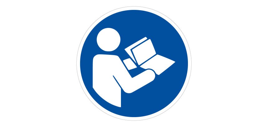 Pictogramme ISO 7010 M002 Lire la notice obligatoire  - 100 mm - Vinyle Souple Autocollant