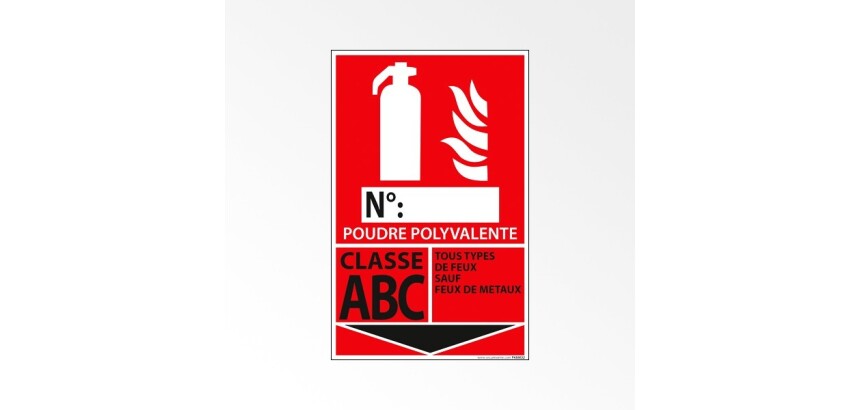 Panneau - Signalétique Extincteur Feux ABC - 160x250mm  - PVC 2 mm