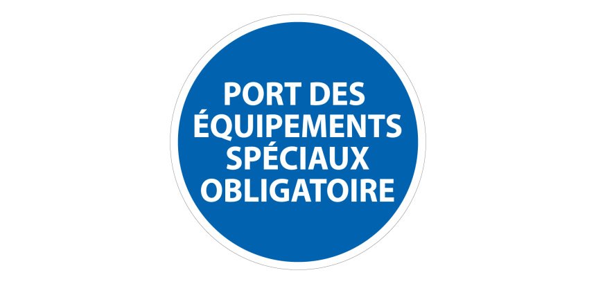 Panneau EPI équipements spéciaux obligatoires ISO 7010  - 315 mm - Vinyle Souple Autocollant