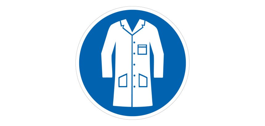 Panneau ISO 7010 Port de la blouse obligatoire sécurité  - 315 mm - Vinyle Souple Autocollant