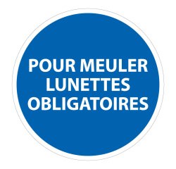 Panneau meulage lunettes obligatoires ISO 7010 sécurité  - 200 mm - Vinyle Souple Autocollant