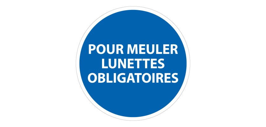 Panneau meulage lunettes obligatoires ISO 7010 sécurité  - 200 mm - PVC 2 mm