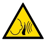 Signalétique danger W038 - Bruit fort soudain - Norme ISO 7010  - 200 mm - PVC 2 mm