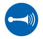 Pictogramme d'Obligation ISO 7010 - Utiliser le klaxon - M029  - 100 mm - Vinyle Souple Autocollant