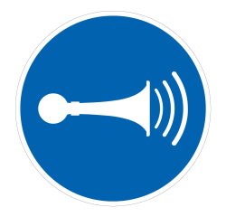 Pictogramme d'Obligation ISO 7010 - Utiliser le klaxon - M029  - 100 mm - Vinyle Souple Autocollant