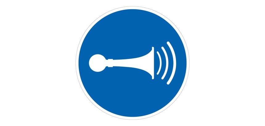 Pictogramme d'Obligation ISO 7010 - Utiliser le klaxon - M029  - 100 mm - Vinyle Souple Autocollant
