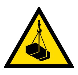 Signalétique de danger - Charges suspendues - W015 - ISO 7010  - 100 mm - Vinyle Souple Autocollant
