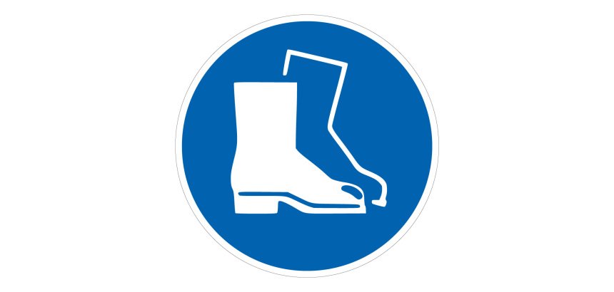 Panneau - Chaussures de sécurité obligatoires - M008 - ISO 7010  - 100 mm - Vinyle Souple Autocollant