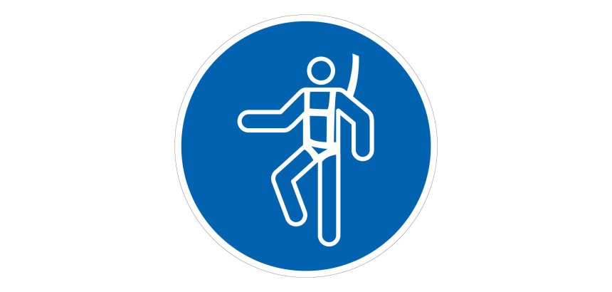 Panneau EPI obligatoire - Harnais de sécurité obligatoire - M018  - 100 mm - Vinyle Souple Autocollant