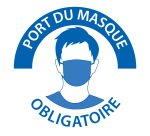 Pictogramme - Port du masque obligatoire - Bleu et blanc