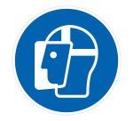 Panneau EPI - Visière de protection obligatoire - M013 - ISO 7010  - 100 mm - Vinyle Souple Autocollant