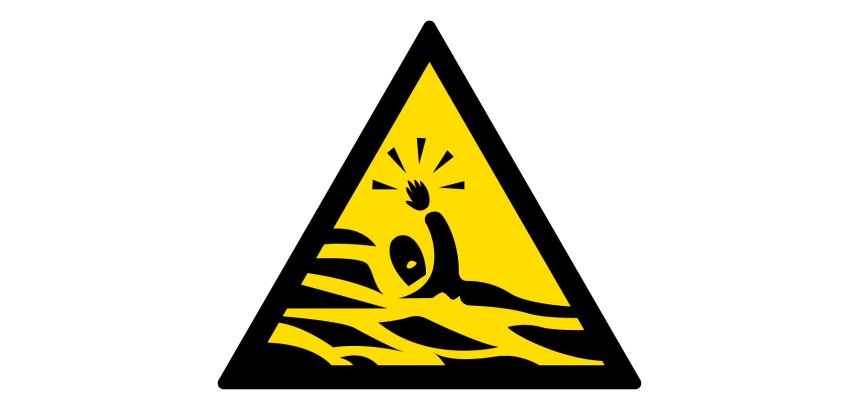 Signalétique de danger - Pictogramme Risque de Noyade - ISO 7010   - 200 mm - PVC 2 mm