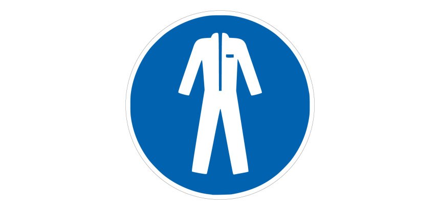 Signalétique M010 ISO 7010 – Vêtements de Protection Obligatoires  - 200 mm - Vinyle Souple Autocollant