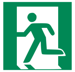 Panneau Secours et évacuation - Picto Sortie à gauche - ISO 7010  - 125 x 125 mm - PVC 2 mm