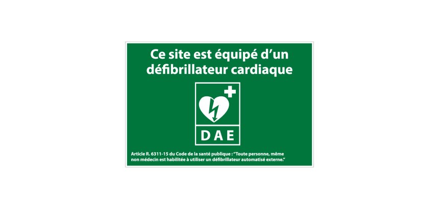Panneau - Site équipé d'un défibrillateur cardiaque - ISO 7010  - 420 x 280 mm - PVC 2 mm