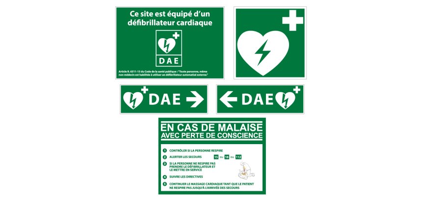 Kit signalétique défibrillateur - Intérieur/Extérieur  - Extérieur