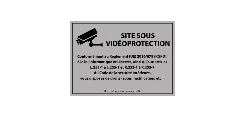 Panneau Site sous vidéoprotection - Signalisation de sécurité  - 210 x 150 mm - Gris - Vinyle Souple Autocollant