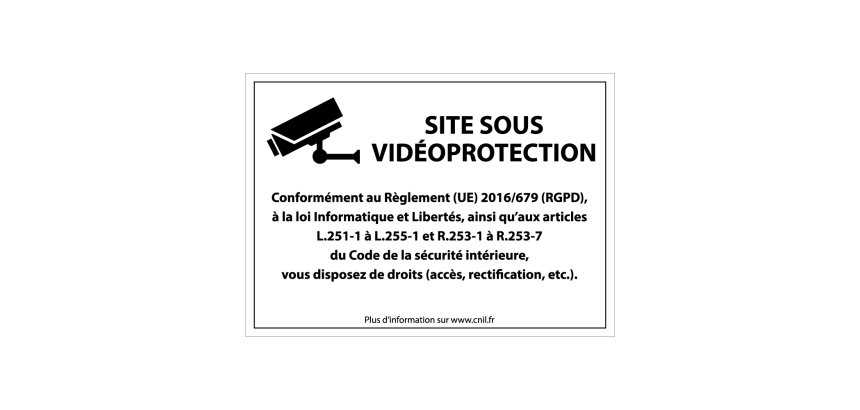 Panneau Site sous vidéoprotection - Signalisation de sécurité  - 210 x 150 mm - Blanc - Vinyle Souple Autocollant