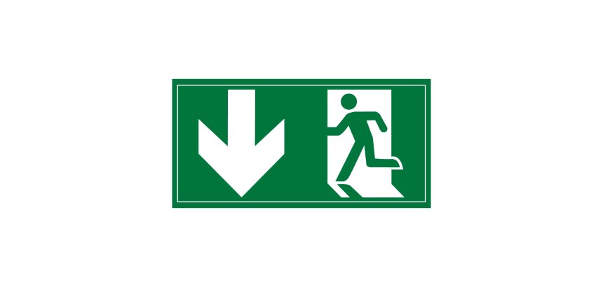 Panneau d'évacuation - Pictogramme Sortie de secours - ISO 7010  - 400 x 200 mm - PVC 2 mm