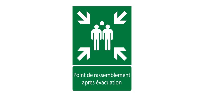 Panneau - Point de rassemblement après évacuation -E007 -ISO 7010  - PVC 2 mm - A4