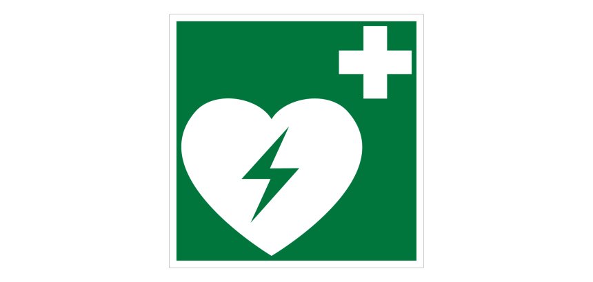 Panneau - Localisation Défibrillateur Automatique Externe  - 125 x 125 mm - PVC 2 mm
