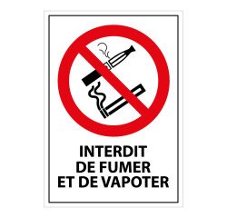 Panneau d'interdiction - Interdiction de fumer et de vapoter