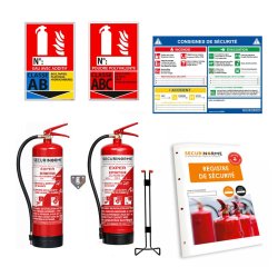Kit extincteurs ERP eau 6L + poudre ABC 6kg + signalétique