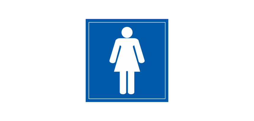 Signalétique d'information WC - Toilettes Femmes - Vinyle Souple ou PVC  - 350 x 350 mm - Blanc sur fond bleu - PVC 2 mm