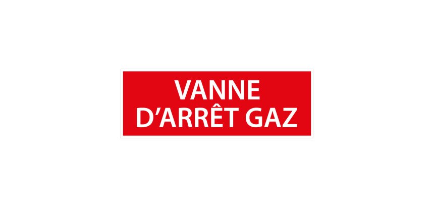 Panneau de signalétique - Vanne d'arrêt gaz - ISO 3864-1  - 210 x 75 mm - PVC