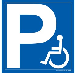 Panneau de stationnement - Parking PMR - Forme carrée - Aludibond  - 650 x 650 mm
