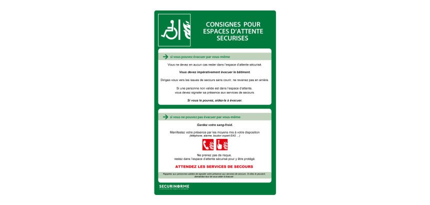 Panneau - Consignes sécurité espace attente - PVC 200x300 mm