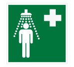 Panneau premiers secours - Douche de sécurité - ISO EN 7010  - 250 x 250 mm - PVC 2 mm