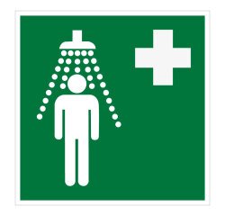 Panneau premiers secours - Douche de sécurité - ISO EN 7010  - 250 x 250 mm - Vinyle Souple Autocollant