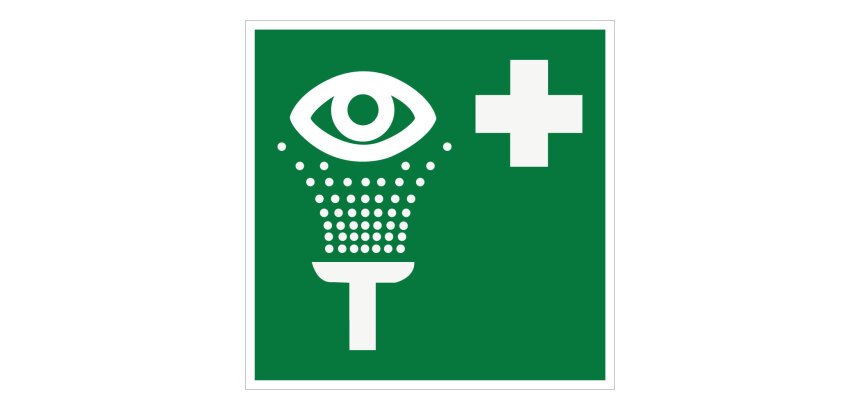 Panneau premiers secours - Lavage oculaire - E011 - ISO 7001  - 125 x 125 mm - Vinyle Souple Autocollant