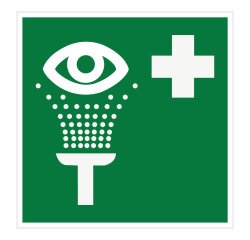 Panneau premiers secours - Lavage oculaire - E011 - ISO 7001  - 250 x 250 mm - Vinyle Souple Autocollant