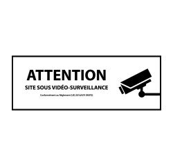 Signalétique de sécurité - Pictogramme Surveillance vidéo  - 450 x 150 mm - Blanc - PVC