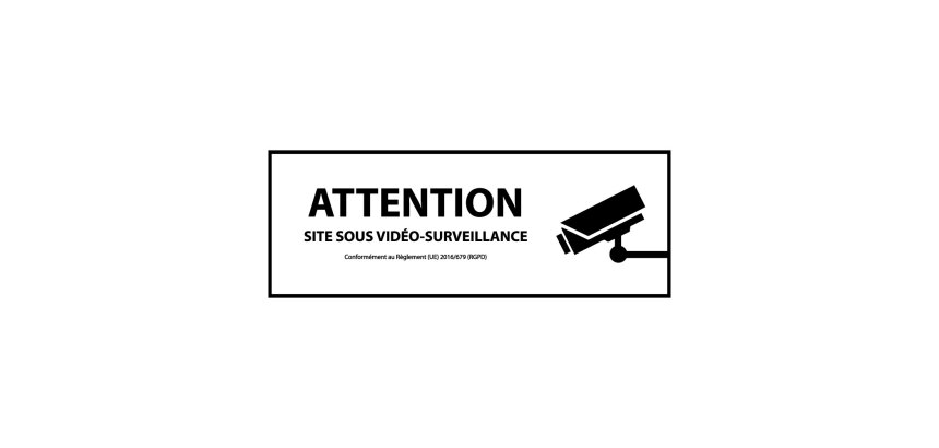 Signalétique de sécurité - Pictogramme Surveillance vidéo  - 450 x 150 mm - Blanc - PVC