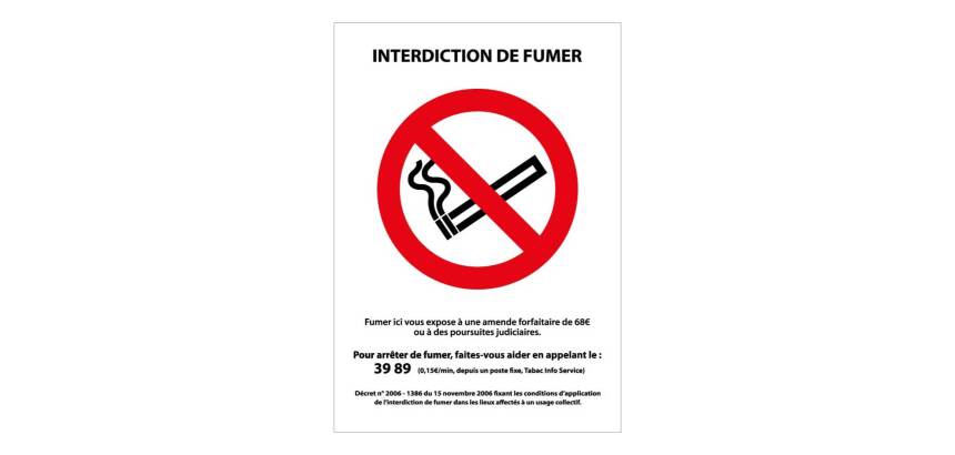 Panneau signalétique - Interdiction de fumer - P002 - ISO 7010  - 210 x 150 mm - PVC 2 mm