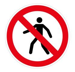 Panneau d'Interdiction - Interdit aux piétons - P004 - ISO 7010  - 100 mm - Vinyle Souple Autocollant