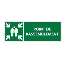 Panneau d'évacuation ERP - Point de rassemblement - ISO 7010  - 350 x 125 mm - PVC 2 mm
