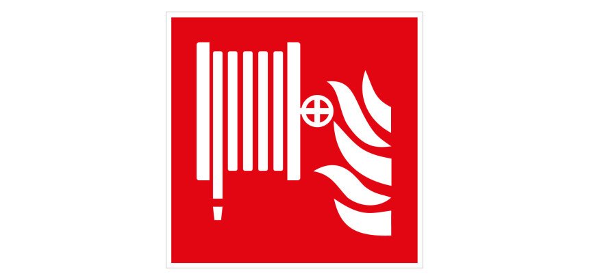 Panneau incendie - R.I.A. Robinet d’Incendie Armé - ISO 7010  - 125 x 125 mm - Vinyle Souple Autocollant