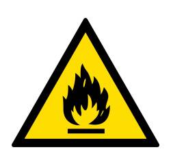 Panneau de danger - Matière inflammable - W002 - ISO 7010  - 100 mm - PVC 2 mm