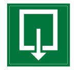 Panneau d'évacuation - Sortie de Secours - F001 - ISO 7010  - 125 x 125 mm - Vinyle Souple Autocollant