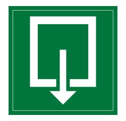 Panneau d'évacuation - Sortie de Secours - F001 - ISO 7010  - 125 x 125 mm - Vinyle Souple Autocollant